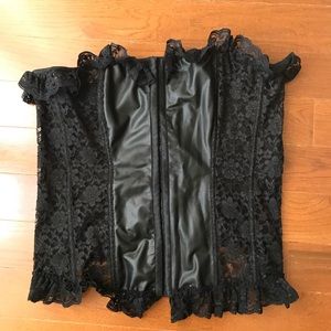 Plus size corsets with lace and leather detail